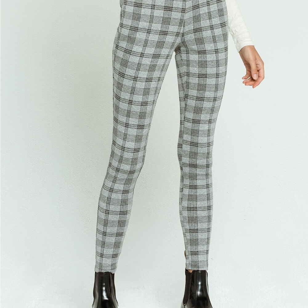 Full Tilt Gray Plaid Leggings Medium